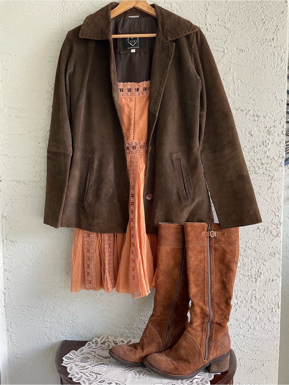 Vintage late 90βs early 2000βs XOXO Brown Genuine Suede Leather Jacket - Picture 4 of 8
